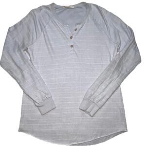 Marine Layer Shirt Unisex Size M Light Blue Striped Long Sleeve Henley Lounge